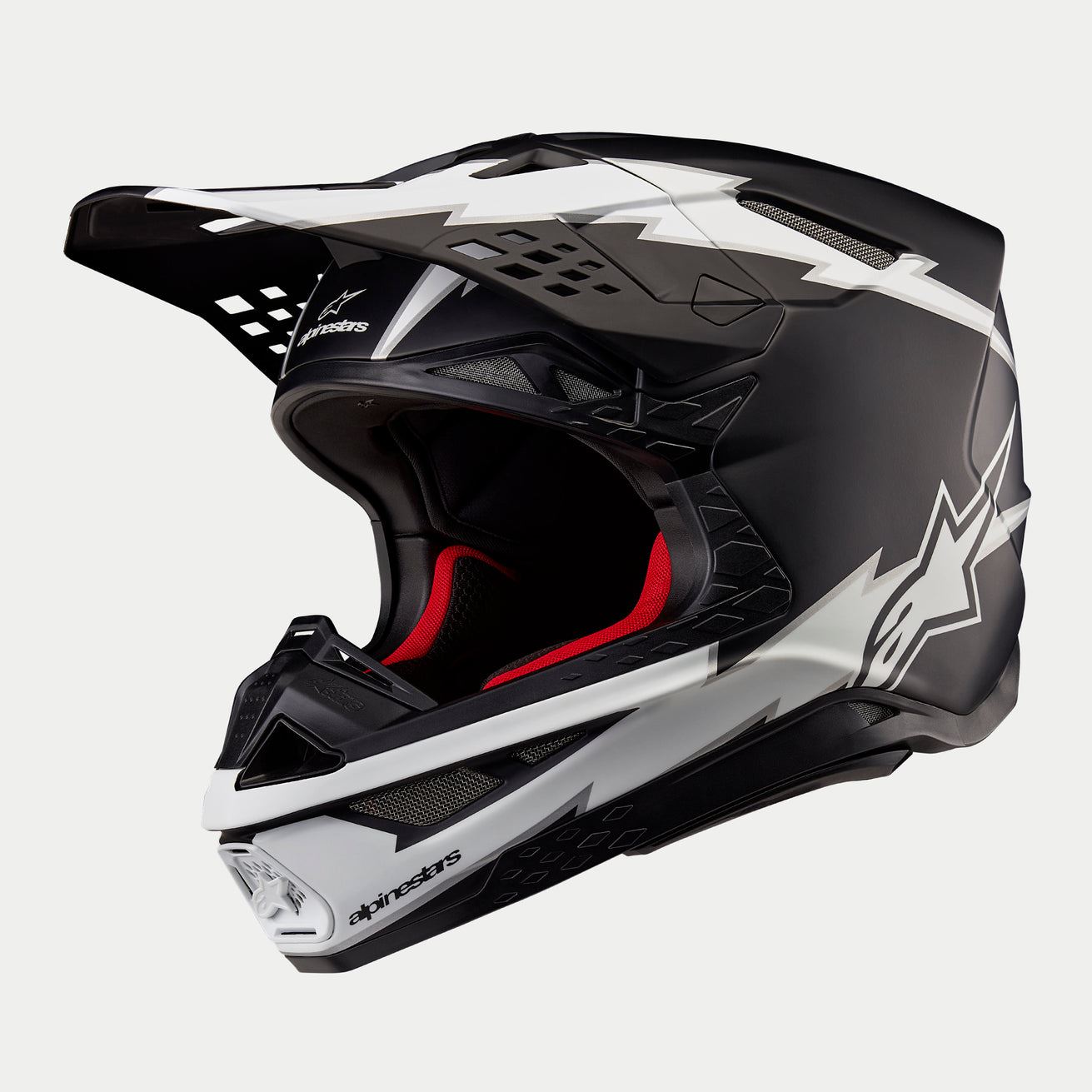 Alpinestars 2024 Supertech SM10 Ampress Black White Matt Motocross Helmet